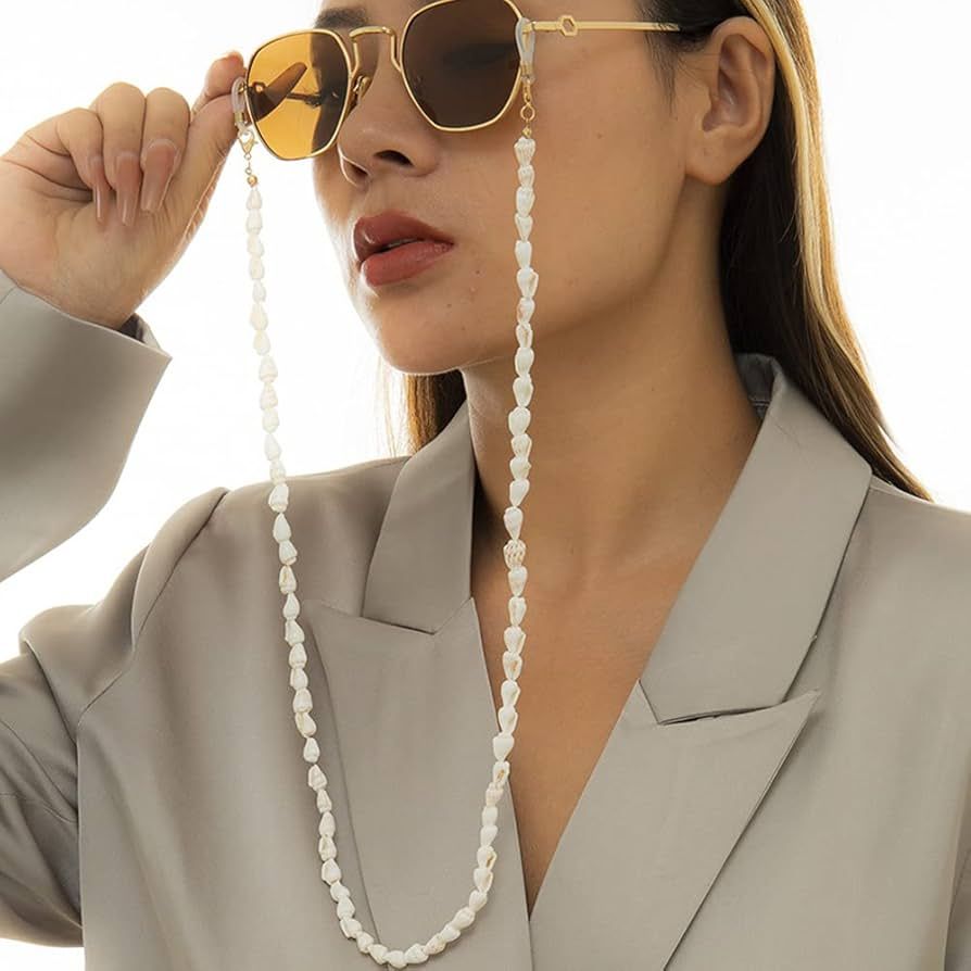 Sunglass Chain Shell Chain Necklace Boho Sunglasses Holder Cords Eyewear Retainer Reading Eyeglas... | Amazon (US)