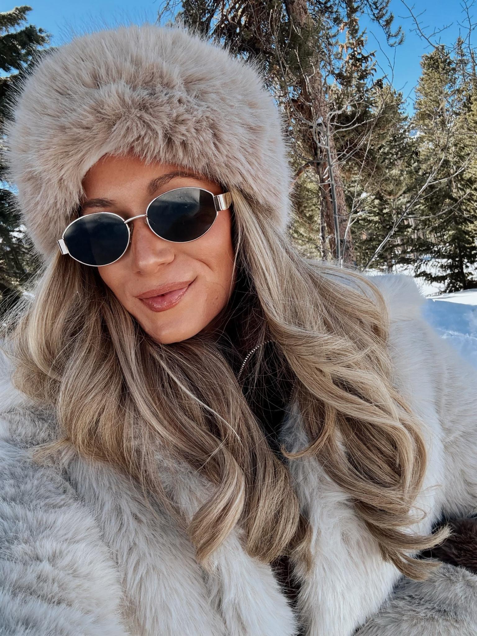 Apres ski outfit in Breckenridge Colorado wearing all fur head wrap with faux fur coat - love this lip combo 💋 

#LTKSeasonal #LTKTravel

#LTKBeauty