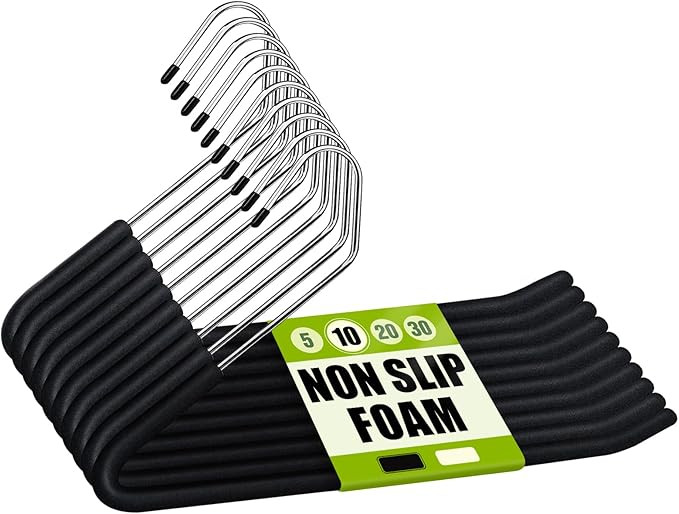 Spring Fever Open Ended Non Slip Sponge Padded Pants Hangers - Chrome Plating Foam Heavy Duty Spa... | Amazon (US)