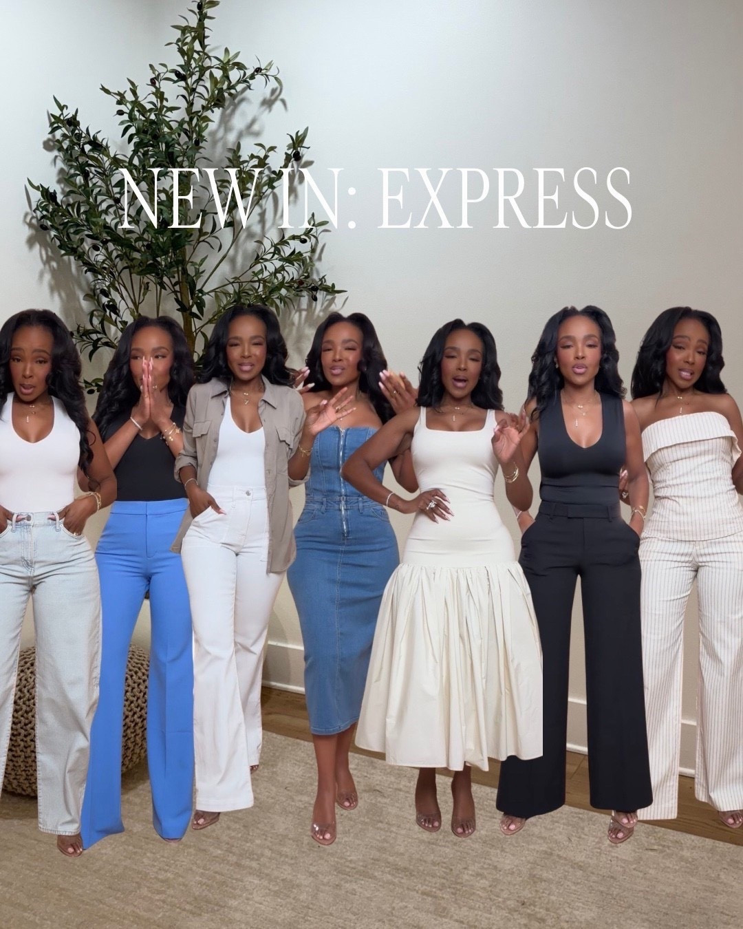 Scroll to shop!  These will sell out 

New in @Express #expresspartner #dresstoexpress 

Size small top
4 long denim
I’m 5’4 | 140lbs | 34D -27 -40 
