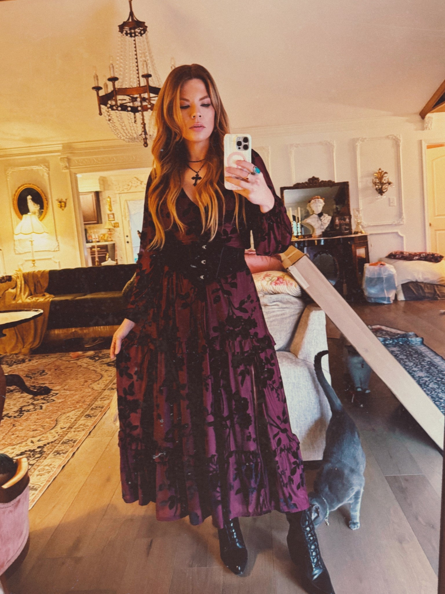 Poe has a thing for black leather boots 🐈‍⬛ The boy cat likes the dark side 🖤

#LTKTall #LTKSeasonal #LTKOver40