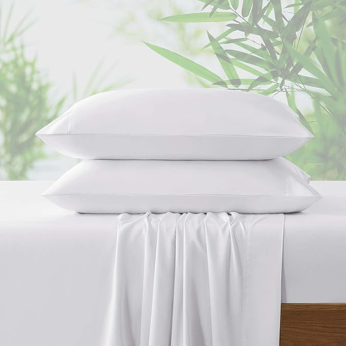 NATUREFIELD 4Pcs Cooling Sheets Set Full Size Rayon Derived from Bamboo Bed Sheets Soft Breathabl... | Amazon (US)