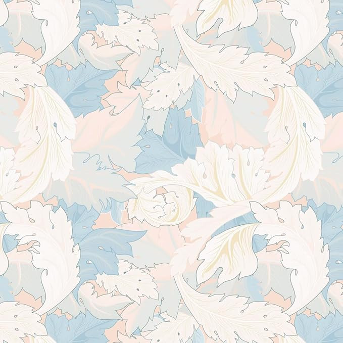 William Morris Wallpaper Vintage, Light Pink/Blue/Cream Botanical Peel and Stick, Floral Retro Le... | Amazon (US)