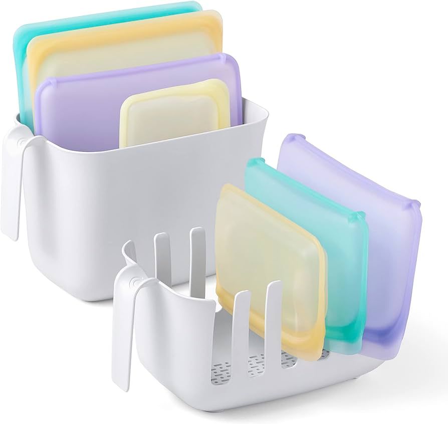 YouCopia Dry&Store Reusable Bag Drying Rack and Bin Set, Silicone Bags Organizer and Storage | Amazon (US)