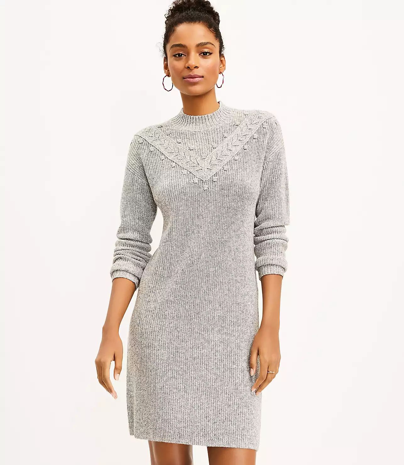 Bobble Mock Neck Sweater Dress | LOFT