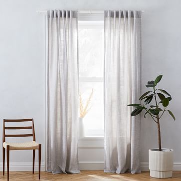 Crossweave Curtain - Stone White | West Elm (US)