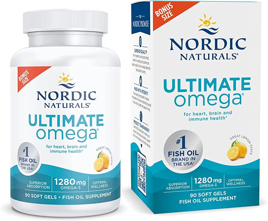 Nordic Naturals Ultimate Omega, Lemon Flavor - 90 Soft Gels - 1280 mg Omega-3 - High-Potency Omeg... | Amazon (US)