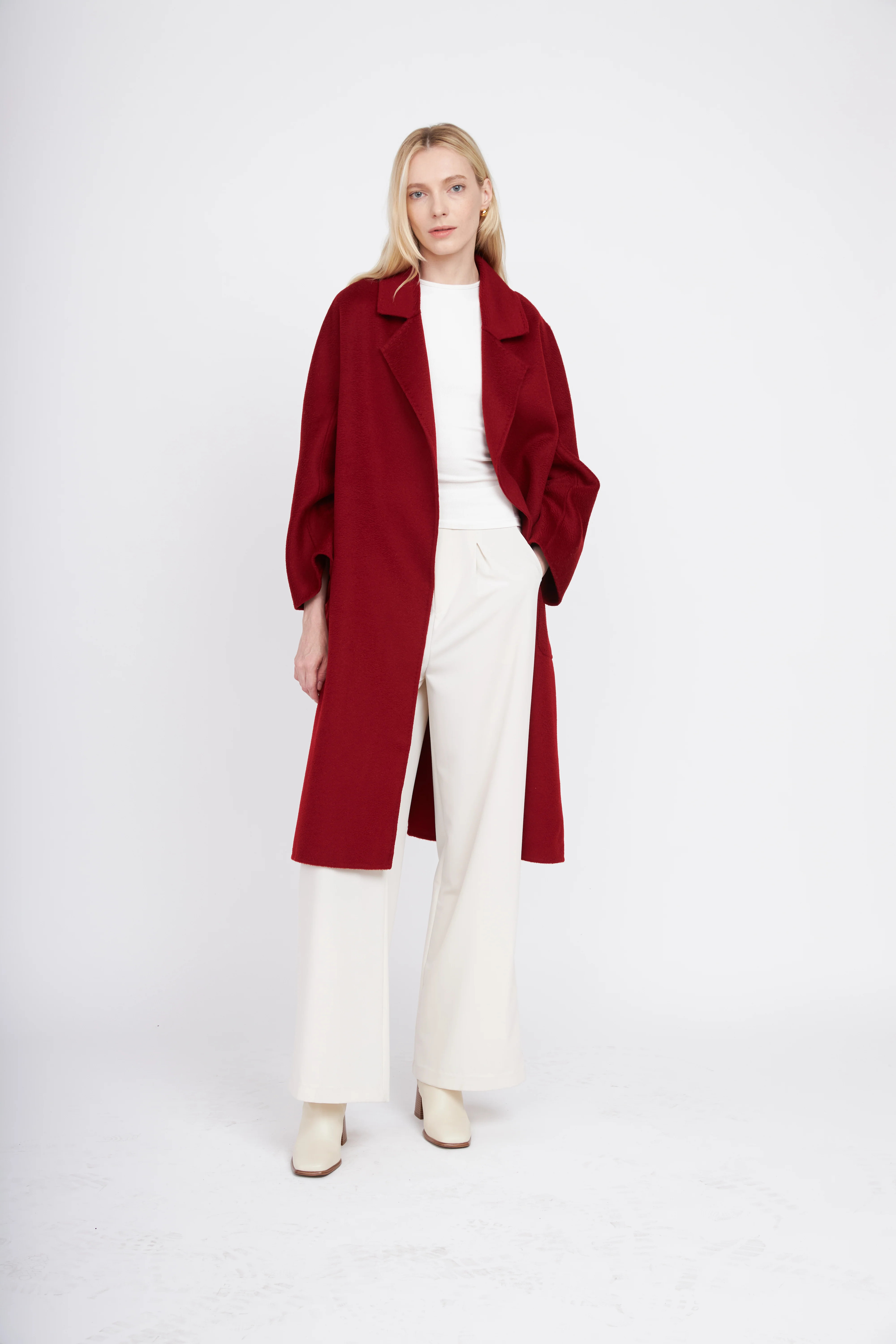 The Classic Wrap Coat - Burgundy | Pissenlit