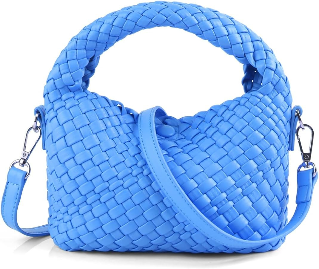 Women Woven Tote Small Crossbody Bag, Weave Quilted Purse Square Shoulder Bag Woven Handbag with ... | Amazon (US)