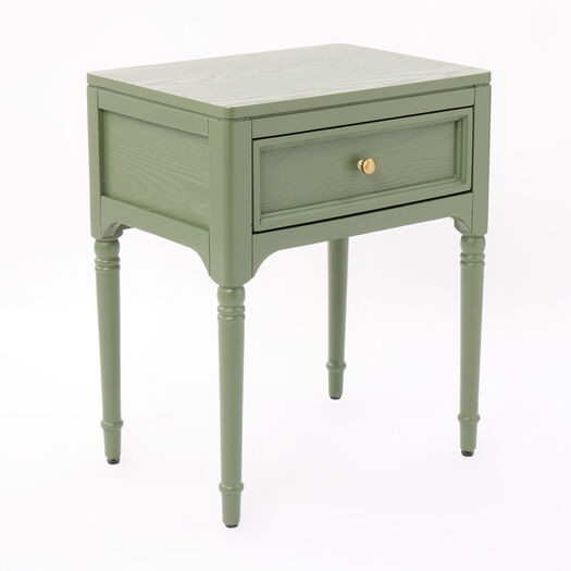 Green Wooden One Drawer Bedside Table 58x48cm | TK Maxx