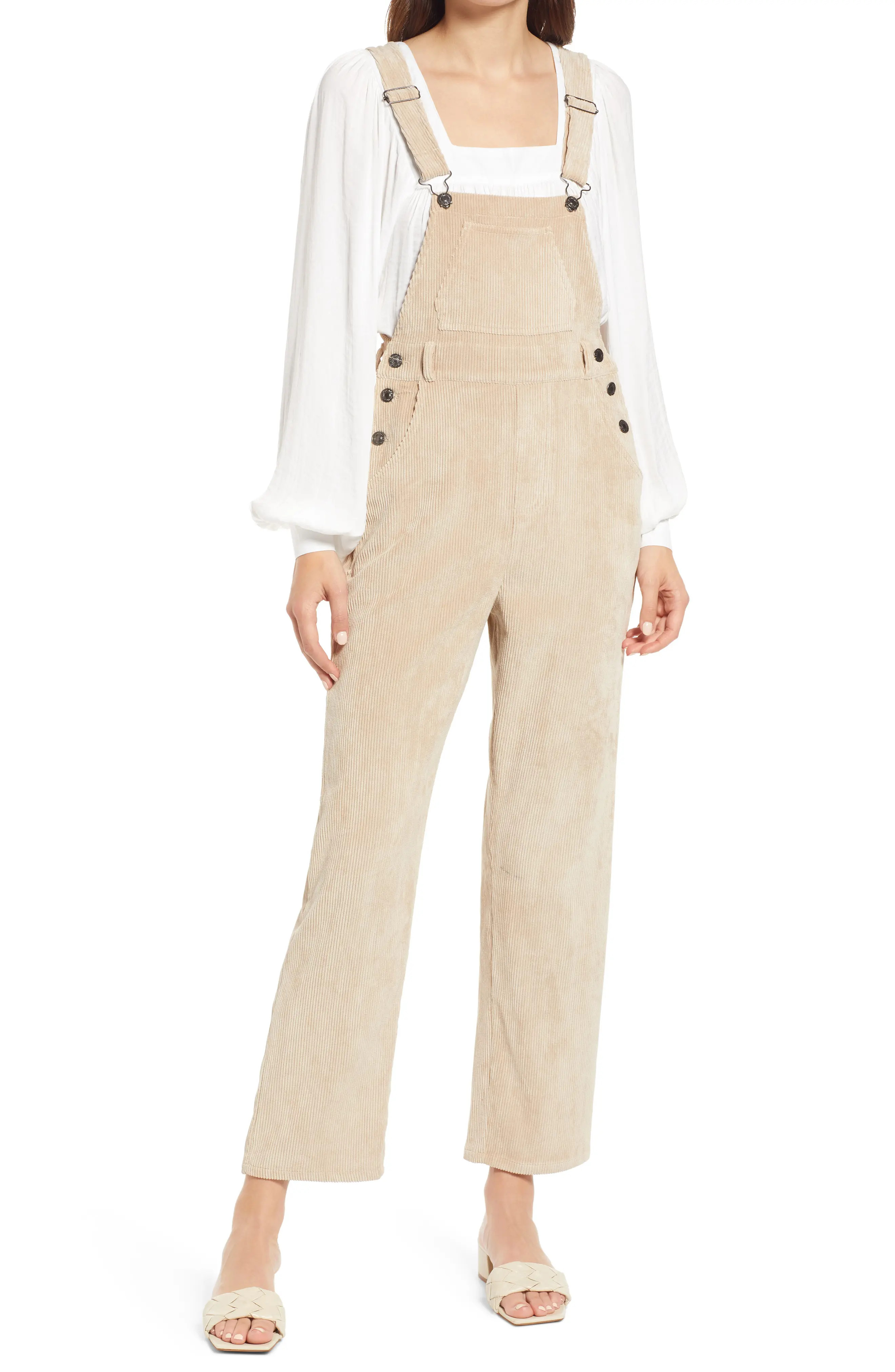 Bishop + Young Girlfriend Corduroy Overalls in Natural at Nordstrom, Size Small | Nordstrom