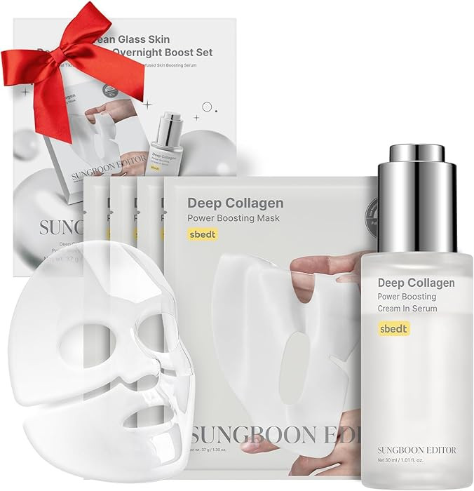 SUNGBOON EDITOR Deep Collagen Boost Set | Face Mask (4ea) & Serum | Glass Skin & Firming Care Kit... | Amazon (US)