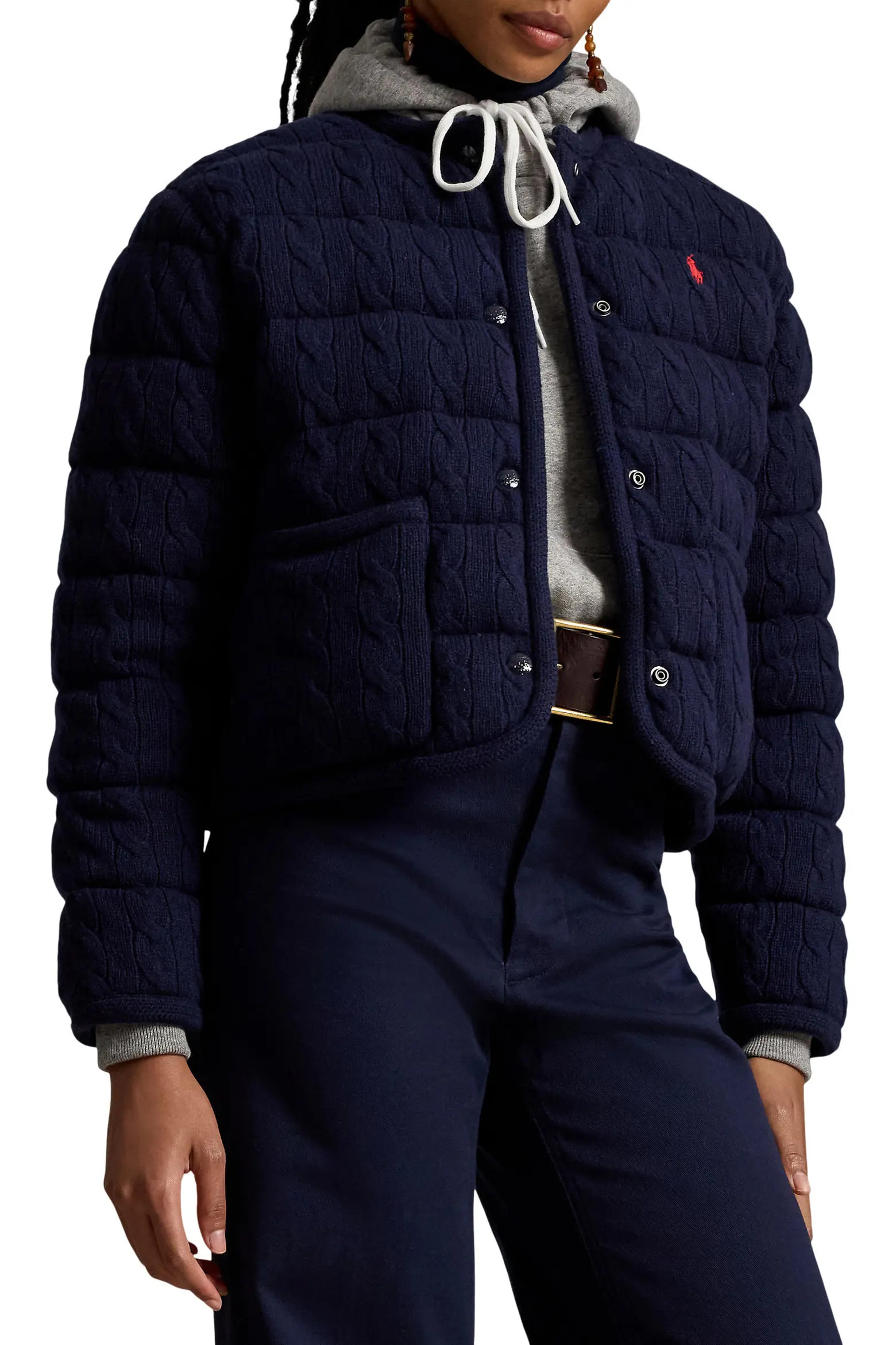 Polo Ralph Lauren Padded Cable Stitch Wool & Cashmere Puffer Jacket (Women) | Nordstrom | Nordstrom