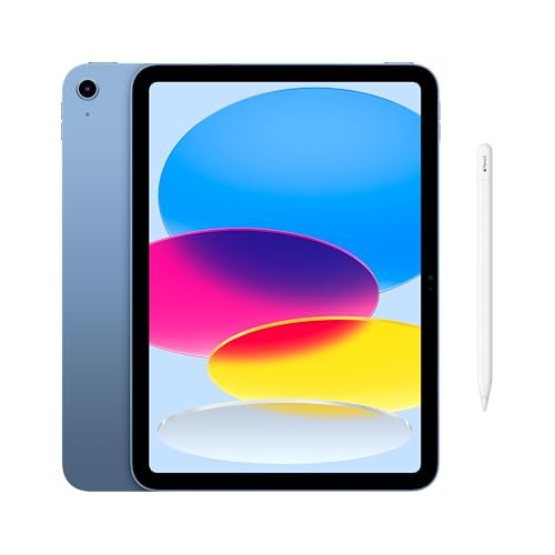 Apple iPad 11-inch: A16 chip, 11-inch Model, Liquid Retina Display, 128GB, Wi-Fi 6, 12MP Front/12MP Back Camera, Touch ID, All-Day Battery Life — Blue with Apple Pencil (USB-C) | Amazon (US)