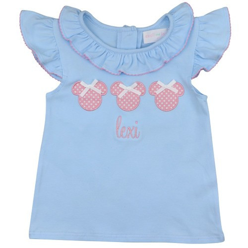 Blue Knit Applique Mouse Ears Shirt | Cecil and Lou