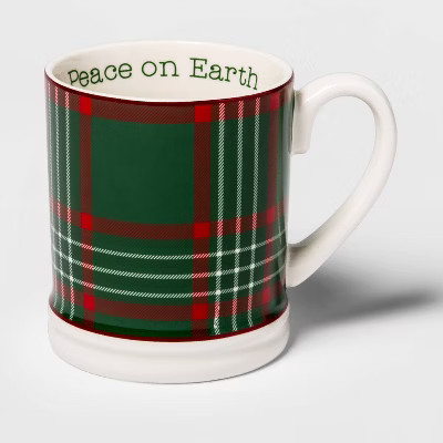 16oz Stoneware Peace on Earth Mug Green - Threshold™ | Target