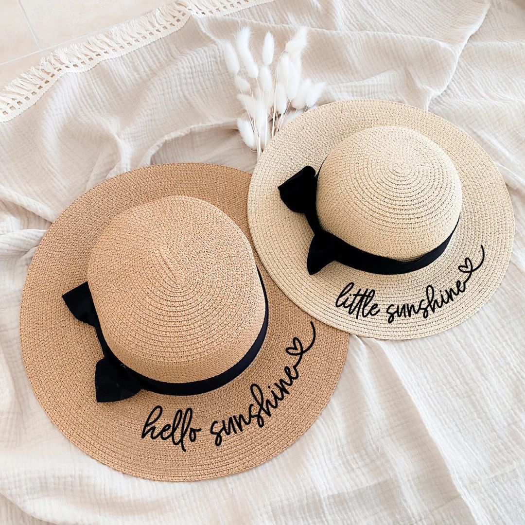 Matching Mommy Daughter Beach Hats Mommy and Me Ideas Summer Beach Hats Hello Sunshine Little Sun... | Etsy (US)