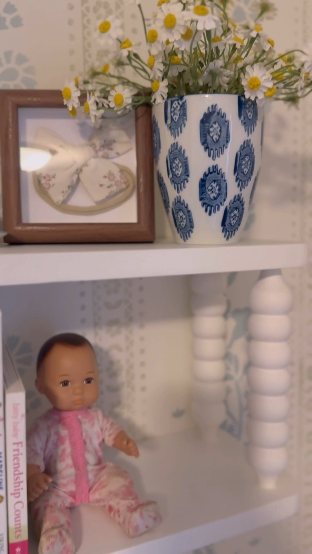 Okay, not the final final touch because I still have a couple decor things to finish up in here- but it’s still so cute! 

I fell in LOVE with a $300 shelf for Penelope’s room but found this one for under $100. I’m still torn on if I want to paint it or not. But it looks so good in white too 
 

Toddler girl bedroom
Nursery decor
Easy nursery finds
Spindle shelf 
Traditional girl nursery 
Floral baby room 
Pastel nursery

#LTKmomlife #LTKHome #LTKKids