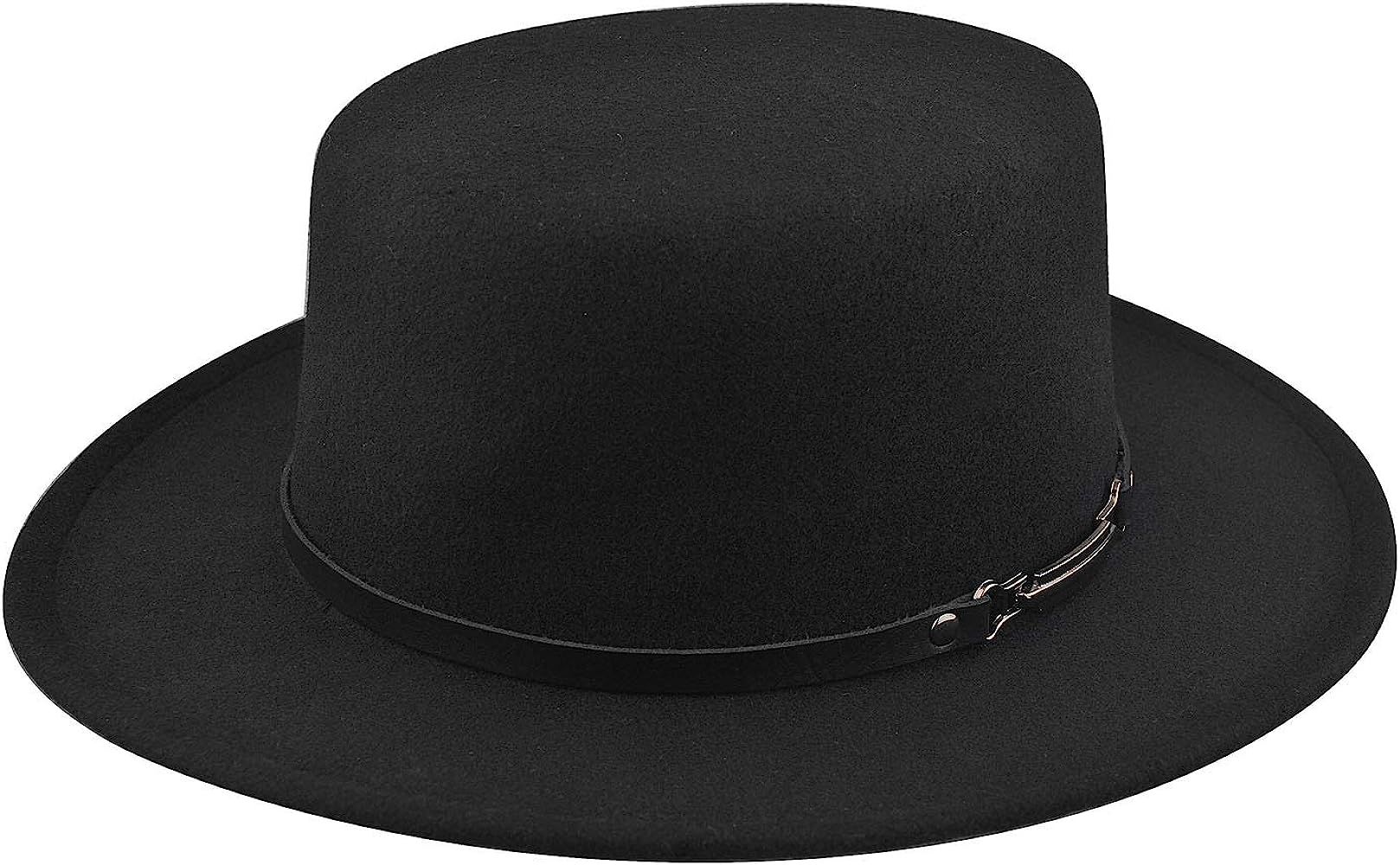 EINSKEY Women's Felt Fedora Hat, Wide Brim Panama Hat with Belt Buckle Trilby Hat | Amazon (US)