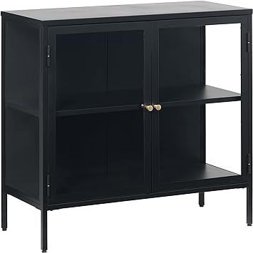 Unique Furniture Dover 2 Section Sideboard, Black & Golden | Amazon (US)