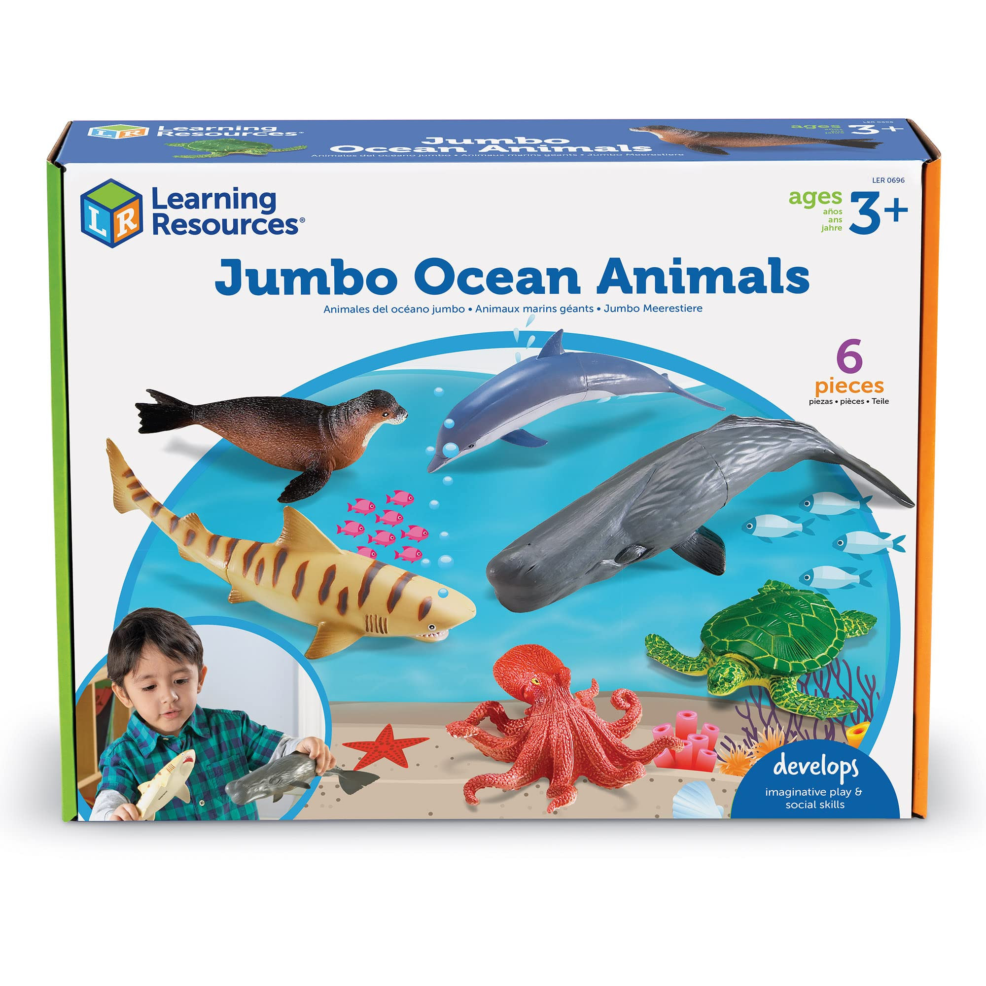 Learning Resources Jumbo Ocean Animals - 6 Pieces, Ages 3+ Toddler Learning Toys, Sea Animals Fig... | Amazon (US)