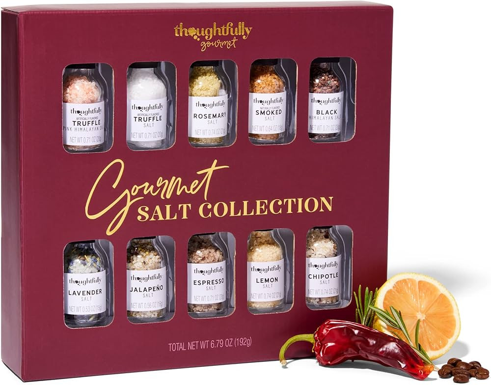 Thoughtfully Gourmet, Gourmet Cooking Salt Sampler Gift Set, Gourmet Seasoning Salts In Glass Bot... | Amazon (US)