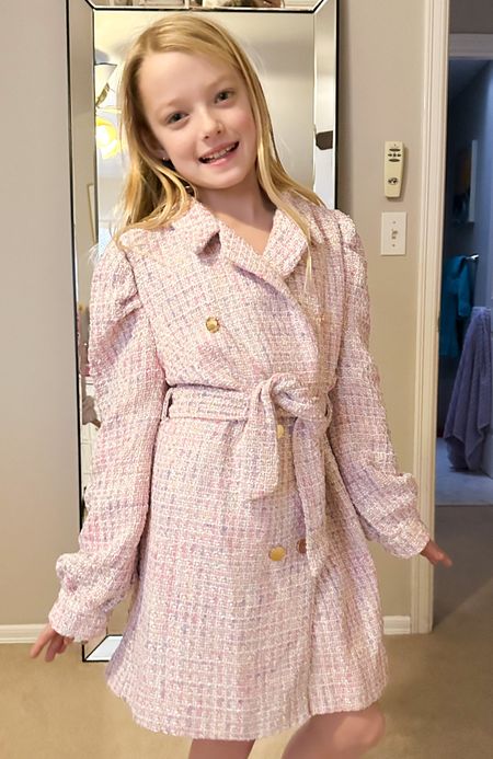 Girls shein Try on Haul! How cute is this pink tweed puff sleeve coat?? It's a little big but we will keep it to grow into. Girls style. Girls fashion. Tween style. Tween fashion. 

#LTKkids