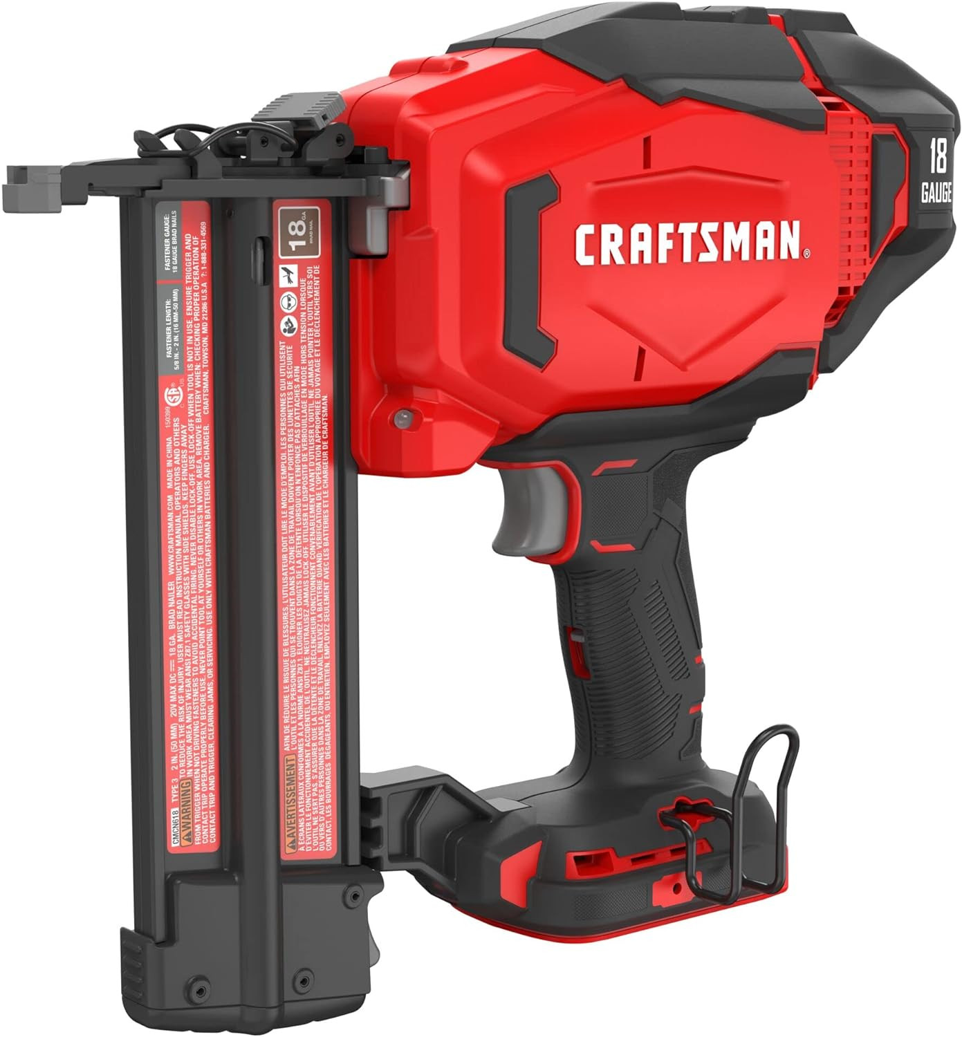 CRAFTSMAN V20 Brad Nailer, 18GA, Cordless, Bare Tool Only (CMCN618B) | Amazon (US)