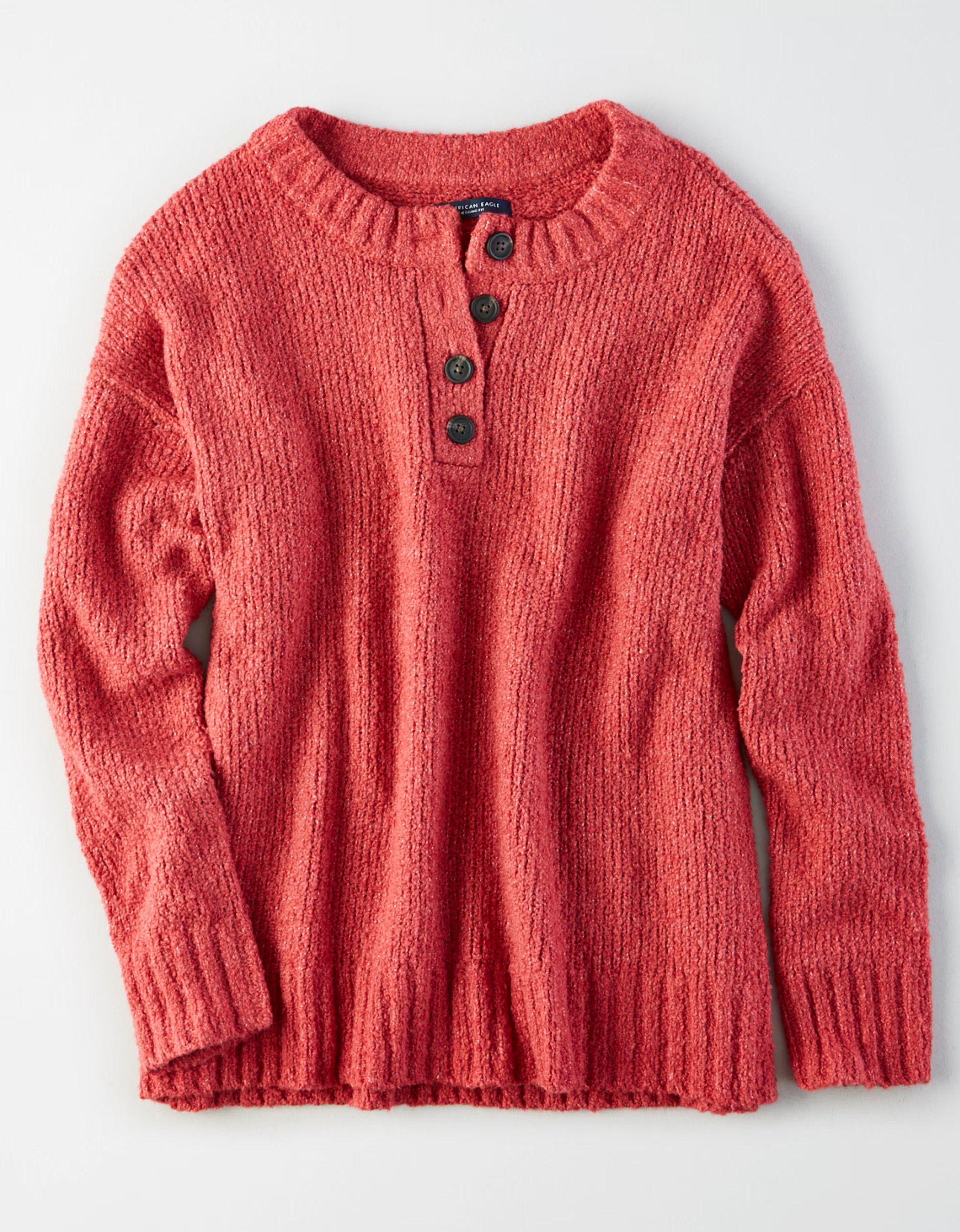 AE Henley Pullover Sweater, Cream | American Eagle Outfitters (US & CA)