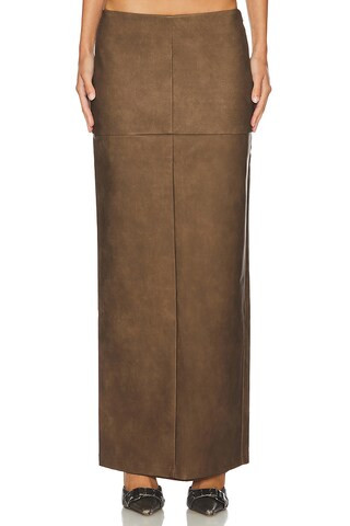 superdown Mazu Faux Leather Maxi Skirt in Distressed Brown from Revolve.com | Revolve Clothing (Global)
