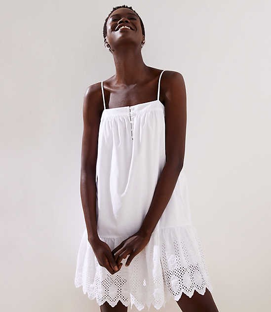 LOFT Beach Eyelet Hem Swing Dress | LOFT