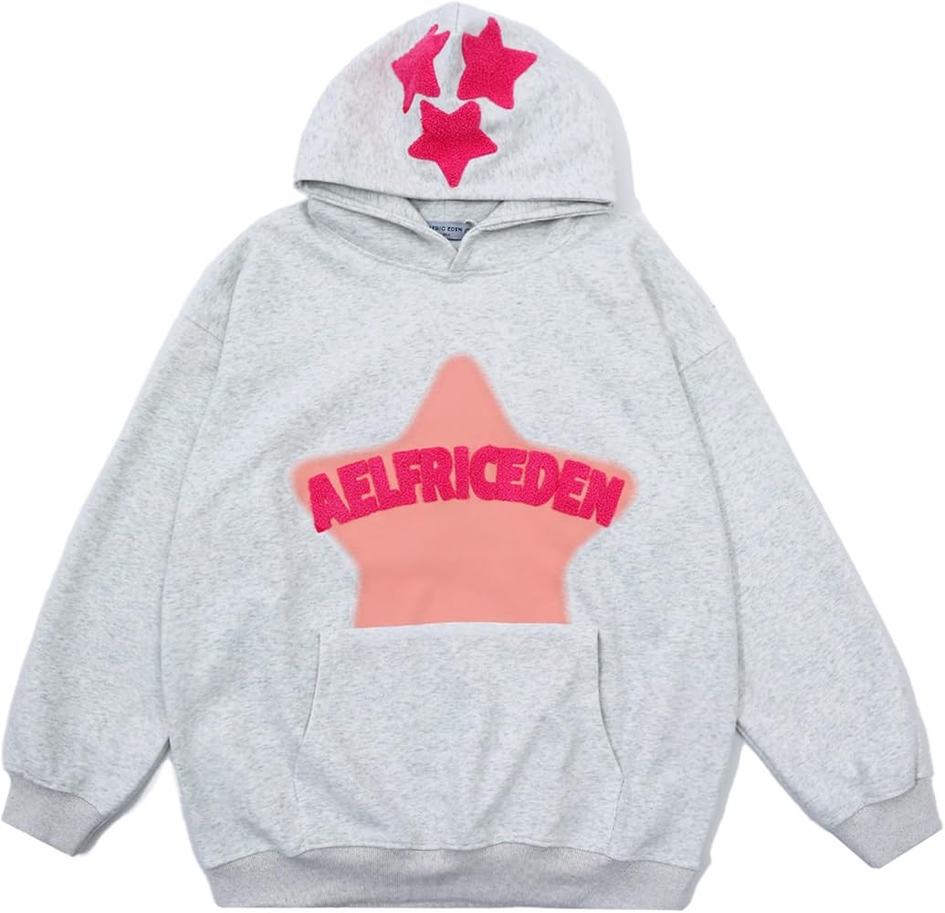 Aelfric Eden Womens Graphic Hoodies Pink Star Print Hoodie Unisex Oversized Hoodies Long Sleeve P... | Amazon (US)