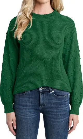 Puff Sleeve Bobble Ribbed Sweater | Nordstrom