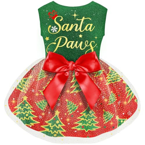 Dog Christmas Outfit and Costume - Funny Puppy Dress With Bow for Small and Large Dogs - Pumpkin Witch Bat Pet Halloween Clothes | Amazon (US)