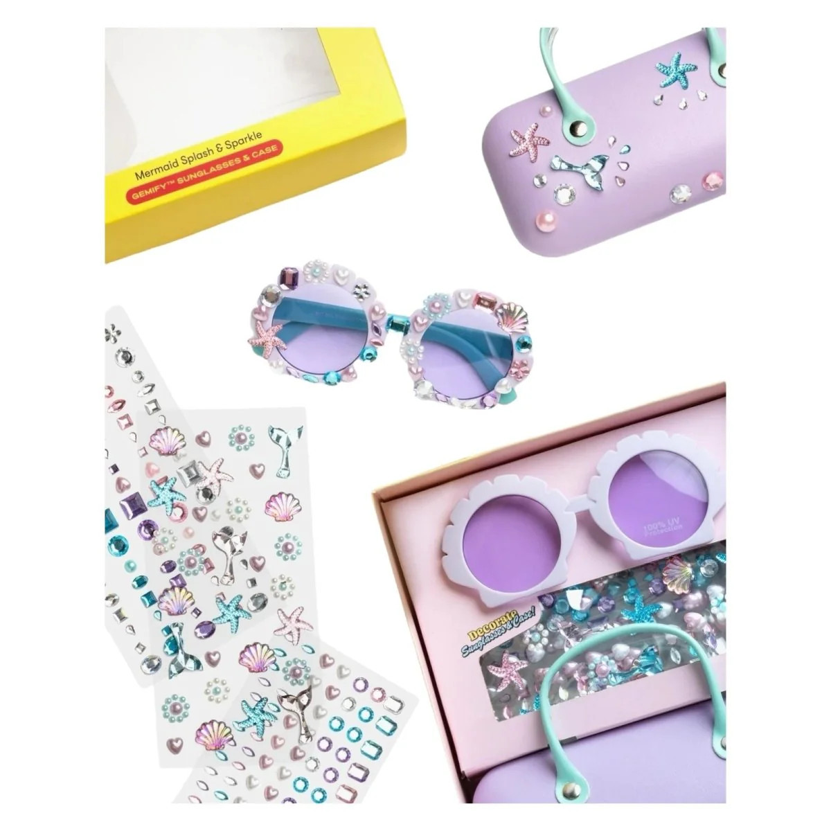 MERMAID SPLASH AND SPARKLE GEMIFY SUNGLASSES AND CASE ONE SIZE / PURPLE | Mini Dreamers 