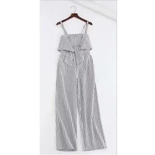 Spaghetti Strap Striped Tie-Front Wide Leg Jumpsuit | YesStyle Global
