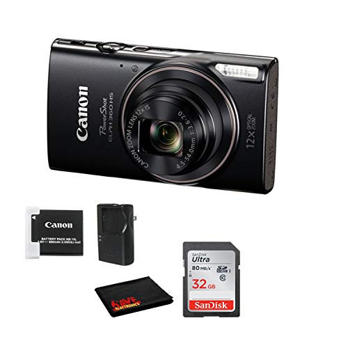 Canon PowerShot ELPH 360 HS Digital Point and Shoot Camera (Black) Bundle with 32 GB Memory Card and More (Renewed) | Amazon (US)