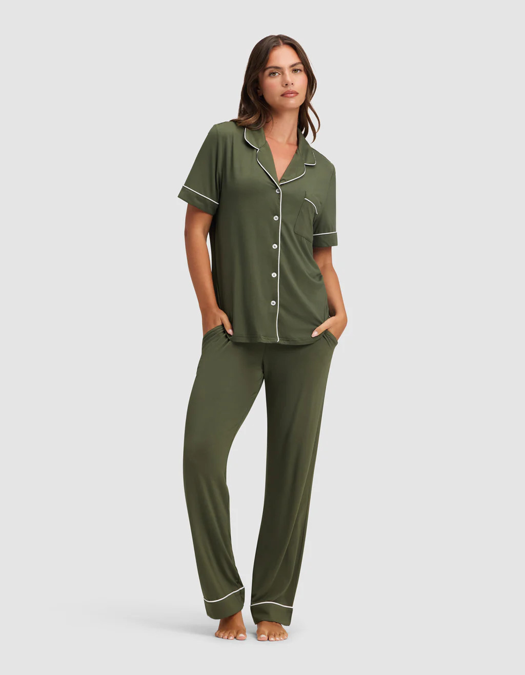 Women's Bamboo Stretch-Knit Short Sleeve & Pant Pajama Set | Cozy Earth