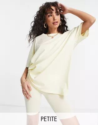 Only Petite Exclusive 2 pack T-shirt and legging shorts in lemon | ASOS (Global)