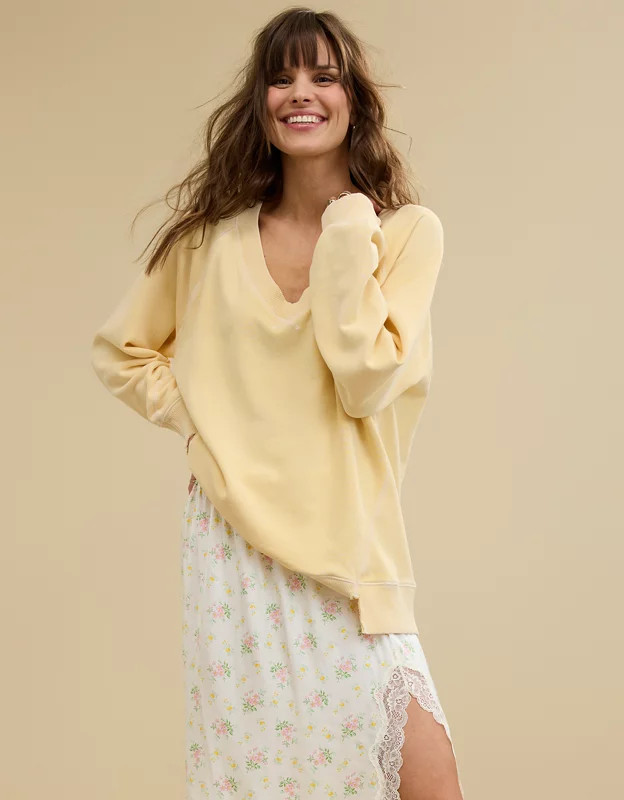 Aerie Downtime V-Neck Sweatshirt | Aerie