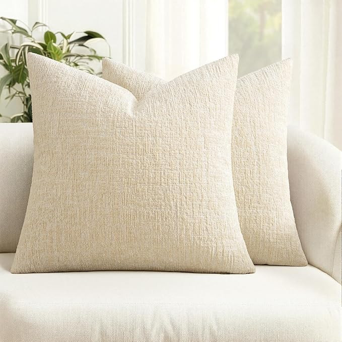 Amazon.com: MIULEE Decorative Throw Pillow Covers 18x18 Pack of 2 Beige Couch Pillow Covers Soft ... | Amazon (US)