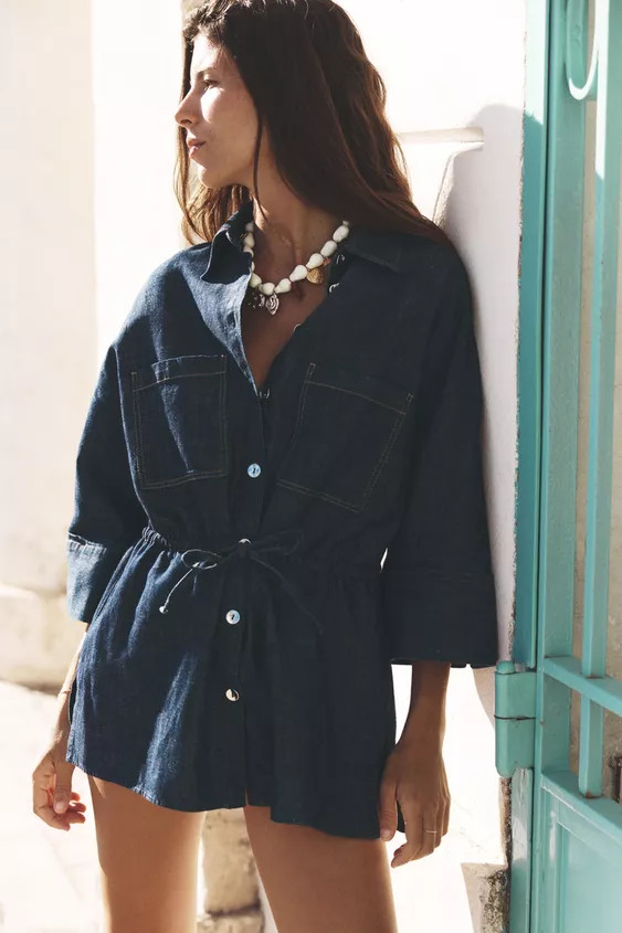 LINEN DRAWSTRING SHIRT | Zara US