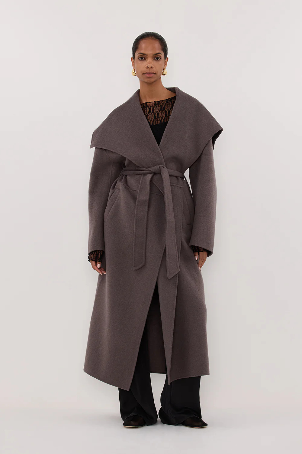 LUCIA TURKISH COFFEE OVERSIZED MARLE COAT | DISSH