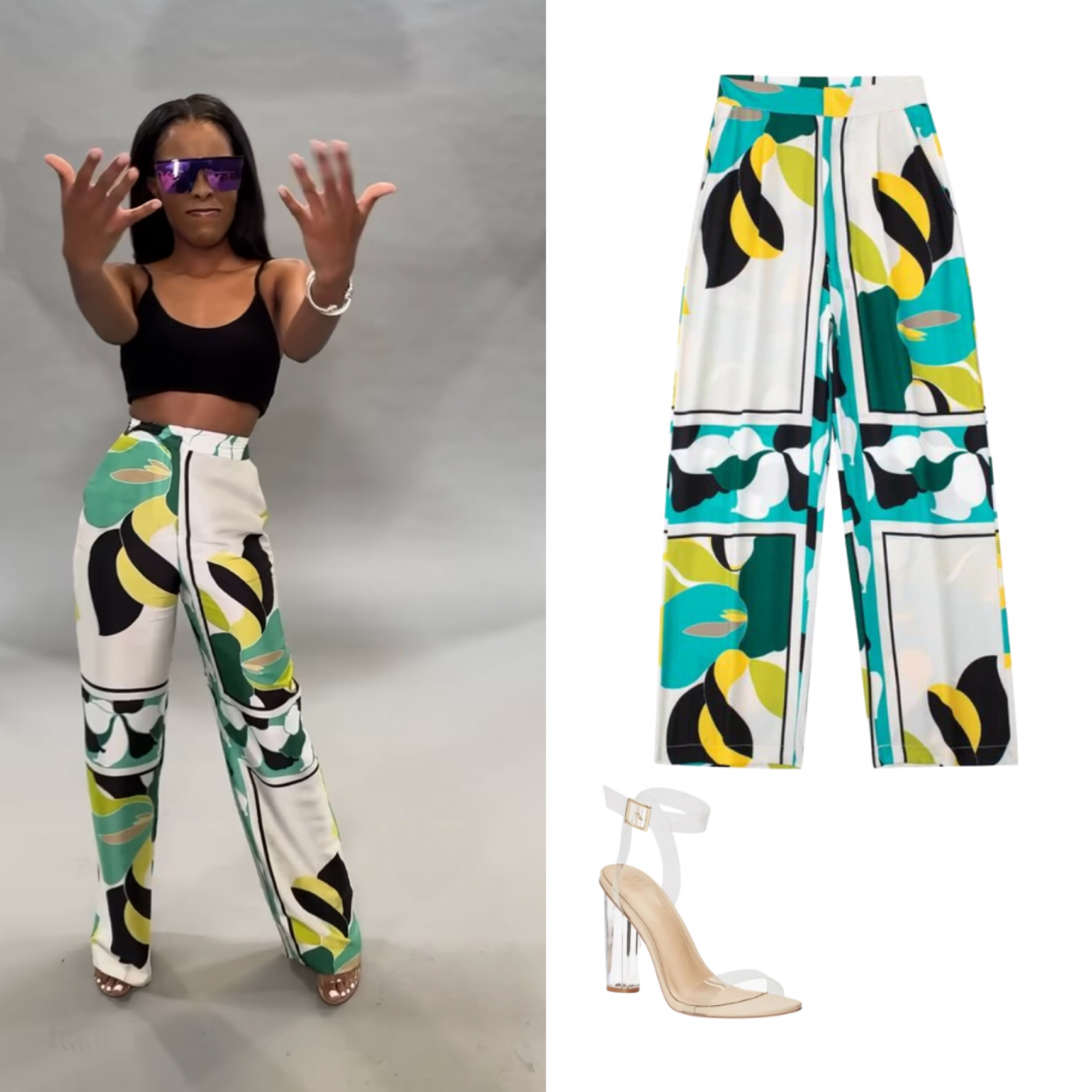 BIG BROTHER 25 CAST PHOTO - MECOLE - Geometric Floral Wide Leg Pants