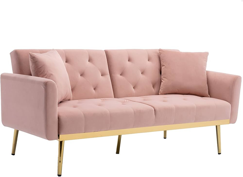 Morden Fort Velvet Futon Sofa Bed for Living Room, 68" Convertible 3 Adjustable Couch Loveseat wi... | Amazon (US)