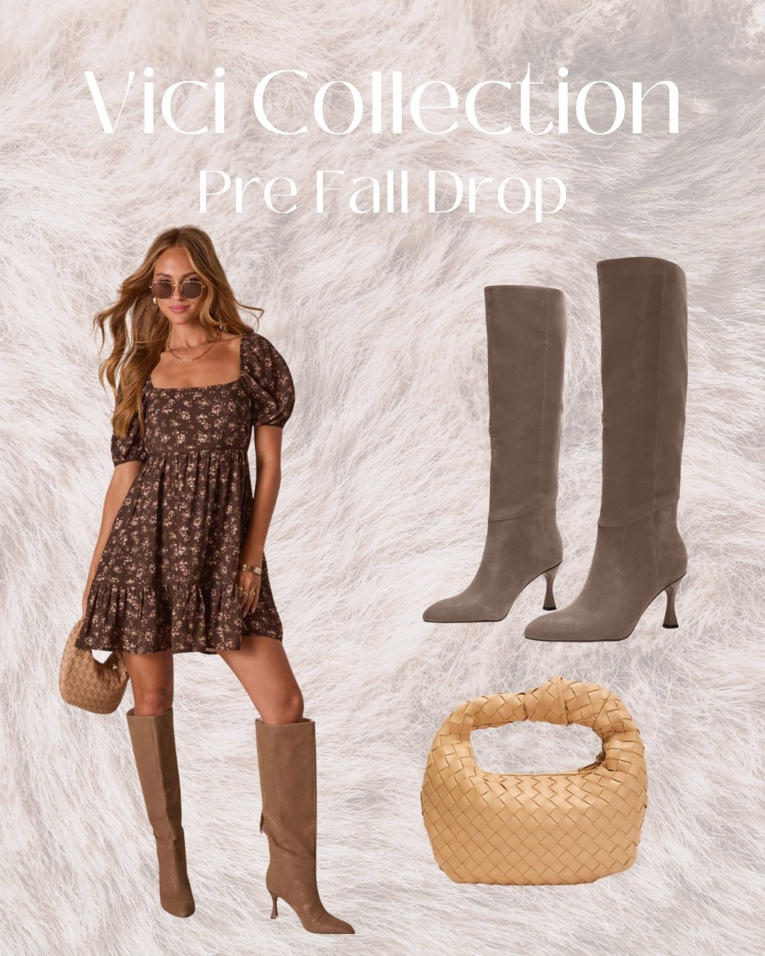 Vici Collection pre fall outfits, boho floral mini dress, puff sleeve brown dress, square neckline fall dress, tall suede knee high boots, beige woven shoulder bag, neutral fall accessories, women’s fall outfit inspiration, western chic fall style, transitional fall fashion, date night fall outfit, bohemian fall clothing, trendy fall boots for women, casual fall mini dress, woven hobo bag style, fall capsule wardrobe pieces, chic fall layering ideas, brown floral dress with boots, stylish fall knee boots, pre-fall fashion must haves 

#LTKSaleAlert #LTKxVICI #LTKSeasonal