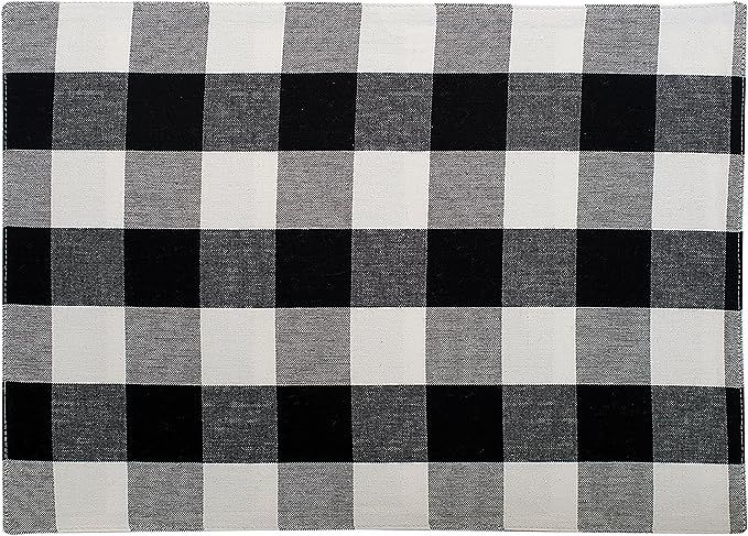 C&F Home Franklin 13'' x 19'' Buffalo Check Gingham Plaid Woven Black and White Cotton Reversible... | Amazon (US)