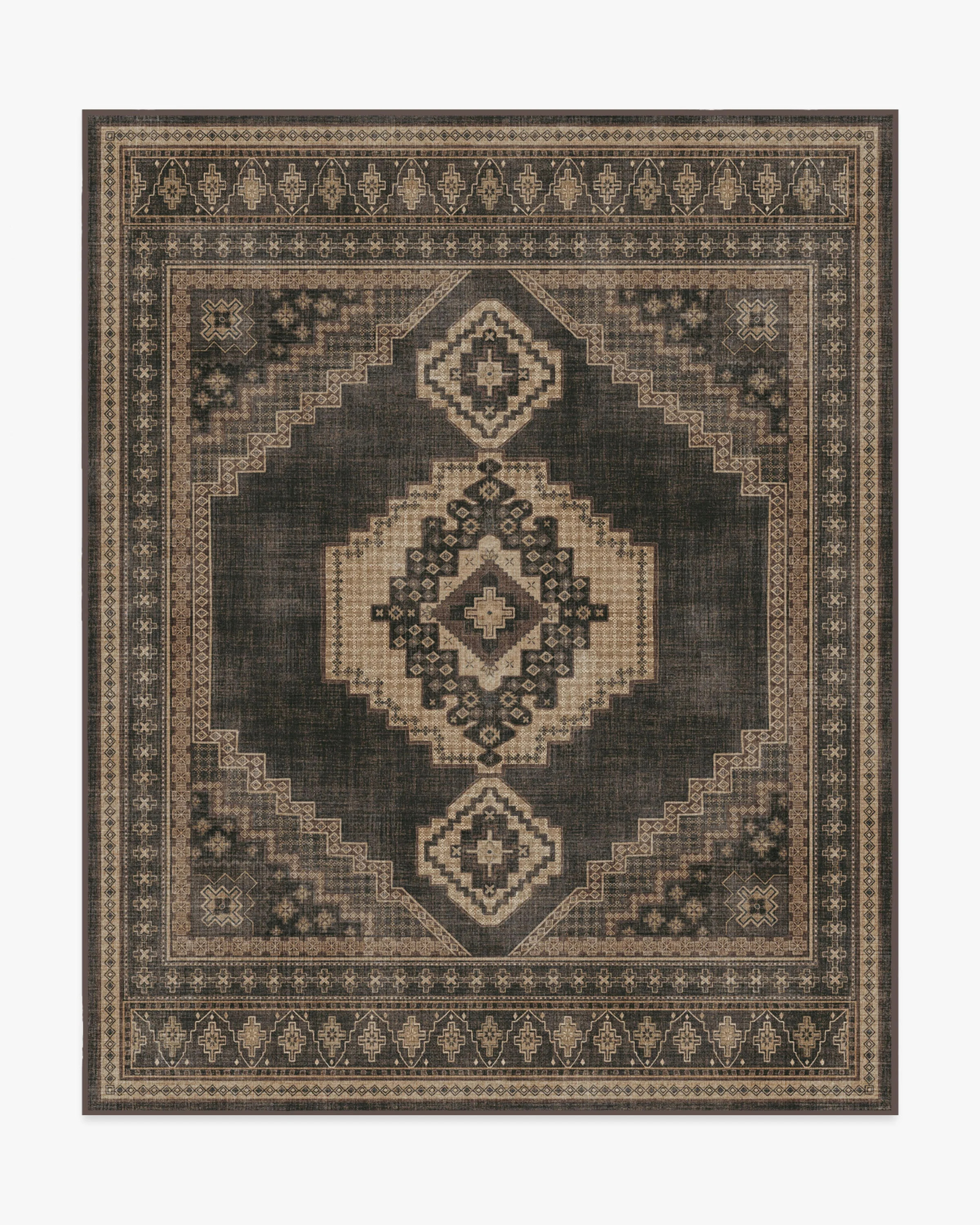 Rayne Charcoal & Tan Rug | Ruggable | Ruggable
