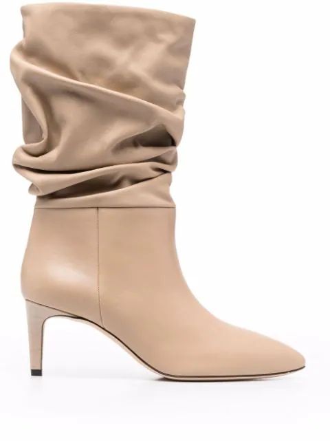 slouchy mid-calf leather boots | Farfetch (US)