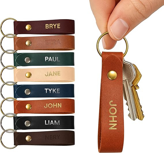 Northwind Personalized Leather Keychain – Custom Full Grain Key Ring Fob – Handmade in USA Gi... | Amazon (US)